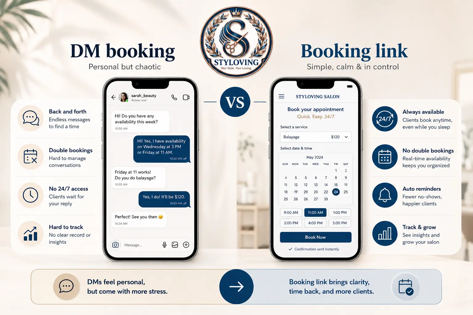 DM booking vs booking link: what small salons should choose cover image