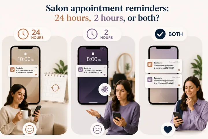 Salon appointment reminders: 24 hours, 2 hours, or both? cover image